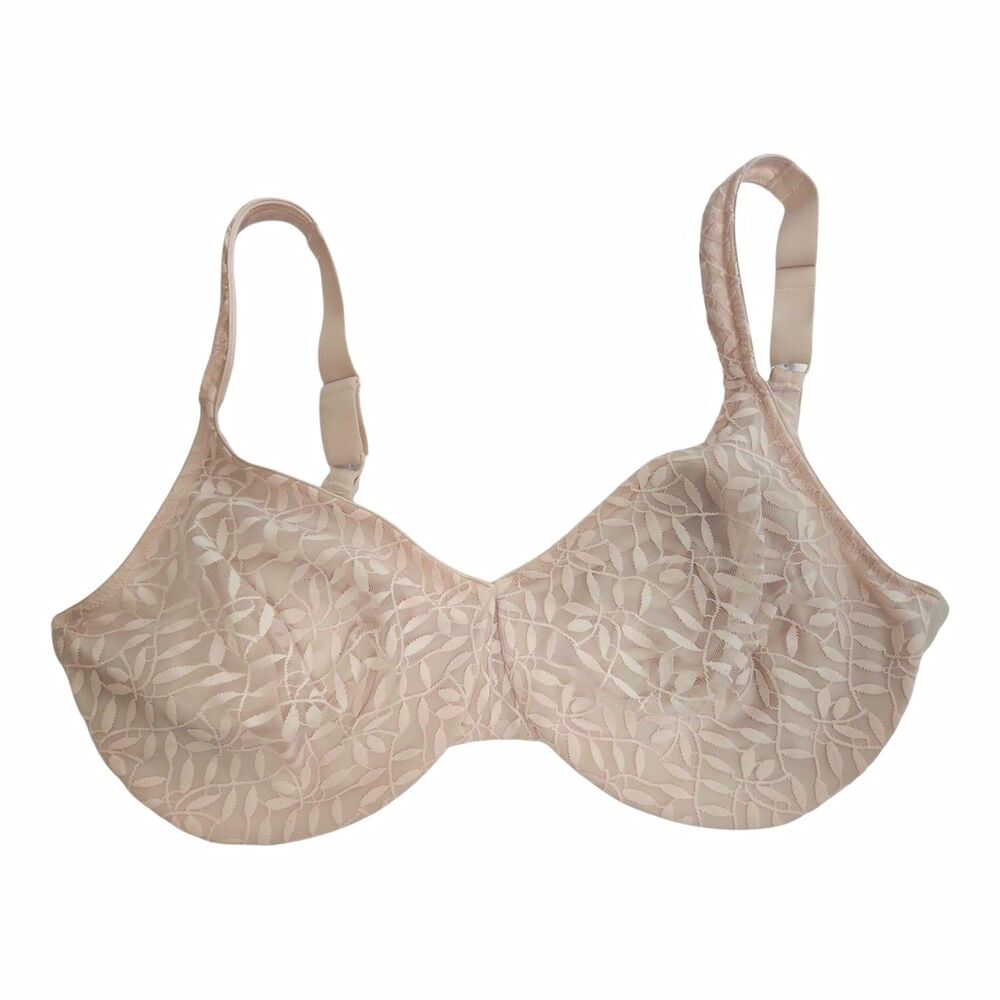 Olga Full Coverage Bra 44B sheer leaves Lace minimizer UW full coverage